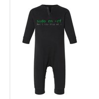 Sudo Rm Rf Funny Linux Sysadmin Command Line Infant Fleece One Piece