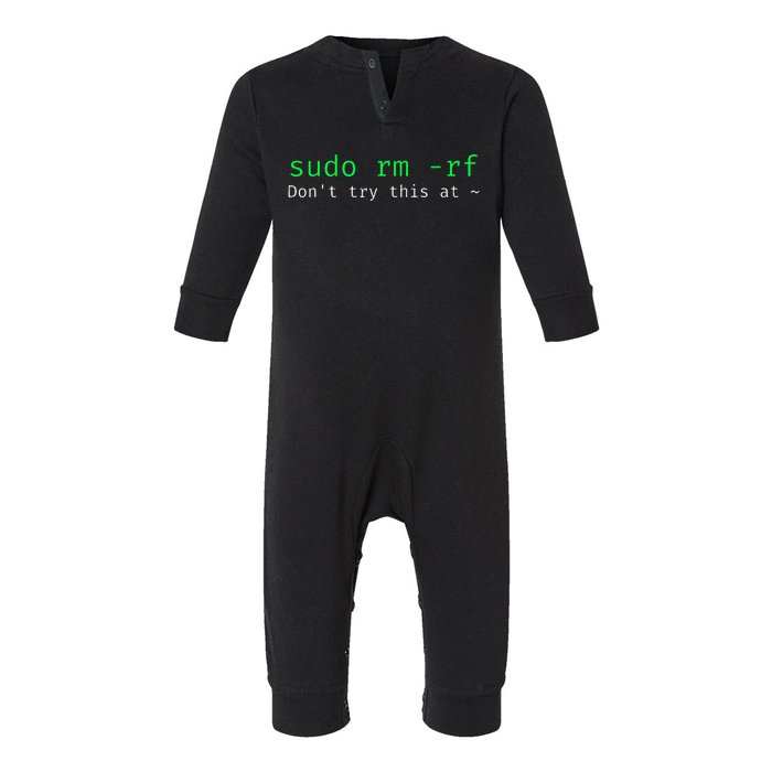 Sudo Rm Rf Funny Linux Sysadmin Command Line Infant Fleece One Piece