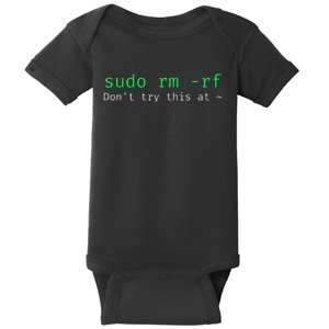 Sudo Rm Rf Funny Linux Sysadmin Command Line Baby Bodysuit