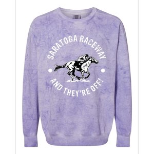 Saratoga Raceway Racetrack Horse Racing Equestrian NY Derby Colorblast Crewneck Sweatshirt