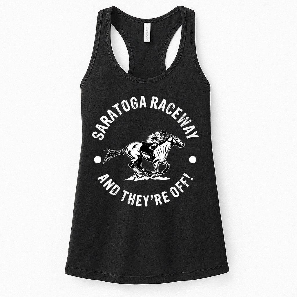 Saratoga Raceway Racetrack Horse Racing Equestrian NY Derby Womens Tank Top