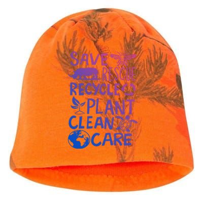 Save Rescue Recycle Plant Clean Care Global Warming Funny Gift Kati - Camo Knit Beanie