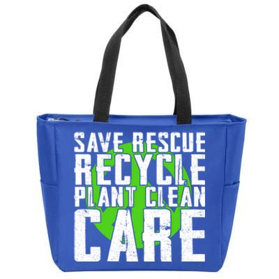 Save Rescue Recycle Plant Clean Care Happy Earth Day Gift Zip Tote Bag