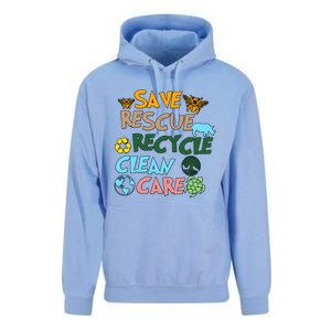 Save Rescue Recycle Clean Care Earth Save The Earth Floral Earth Awareness Unisex Surf Hoodie