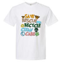 Save Rescue Recycle Clean Care Earth Save The Earth Floral Earth Awareness Garment-Dyed Heavyweight T-Shirt