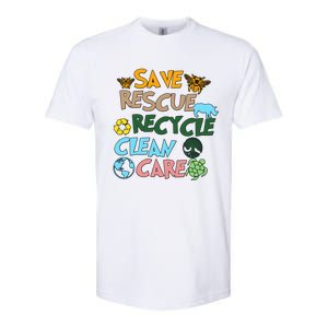 Save Rescue Recycle Clean Care Earth Save The Earth Floral Earth Awareness Softstyle CVC T-Shirt