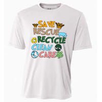 Save Rescue Recycle Clean Care Earth Save The Earth Floral Earth Awareness Cooling Performance Crew T-Shirt