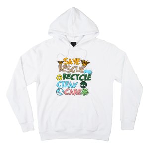 Save Rescue Recycle Clean Care Earth Save The Earth Floral Earth Awareness Hoodie