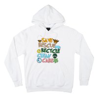 Save Rescue Recycle Clean Care Earth Save The Earth Floral Earth Awareness Hoodie