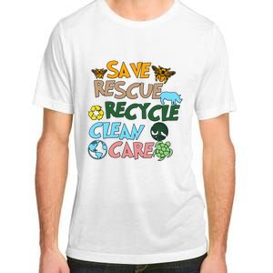 Save Rescue Recycle Clean Care Earth Save The Earth Floral Earth Awareness Adult ChromaSoft Performance T-Shirt