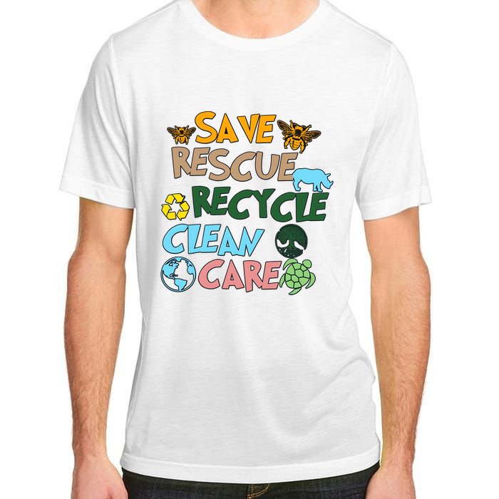 Save Rescue Recycle Clean Care Earth Save The Earth Floral Earth Awareness Adult ChromaSoft Performance T-Shirt