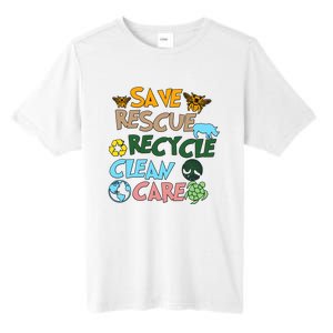 Save Rescue Recycle Clean Care Earth Save The Earth Floral Earth Awareness Tall Fusion ChromaSoft Performance T-Shirt