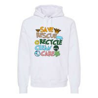 Save Rescue Recycle Clean Care Earth Save The Earth Floral Earth Awareness Premium Hoodie