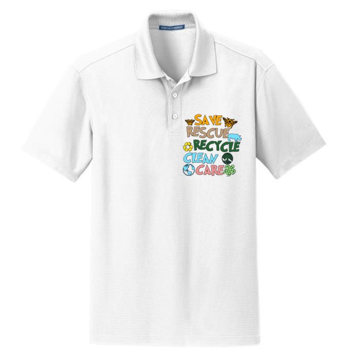 Save Rescue Recycle Clean Care Earth Save The Earth Floral Earth Awareness Dry Zone Grid Polo