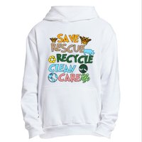 Save Rescue Recycle Clean Care Earth Save The Earth Floral Earth Awareness Urban Pullover Hoodie