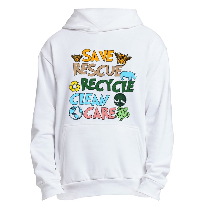 Save Rescue Recycle Clean Care Earth Save The Earth Floral Earth Awareness Urban Pullover Hoodie