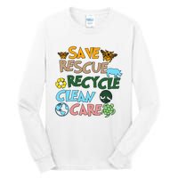 Save Rescue Recycle Clean Care Earth Save The Earth Floral Earth Awareness Tall Long Sleeve T-Shirt