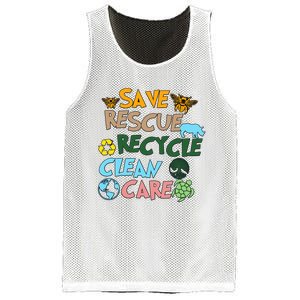 Save Rescue Recycle Clean Care Earth Save The Earth Floral Earth Awareness Mesh Reversible Basketball Jersey Tank