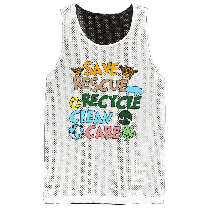 Save Rescue Recycle Clean Care Earth Save The Earth Floral Earth Awareness Mesh Reversible Basketball Jersey Tank