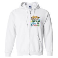 Save Rescue Recycle Clean Care Earth Save The Earth Floral Earth Awareness Full Zip Hoodie