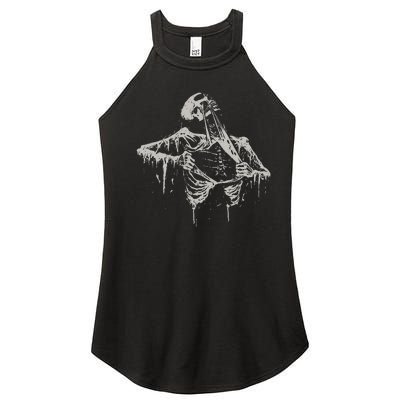 Skeleton Ripping Rib Cage Vintage 90s Women’s Perfect Tri Rocker Tank