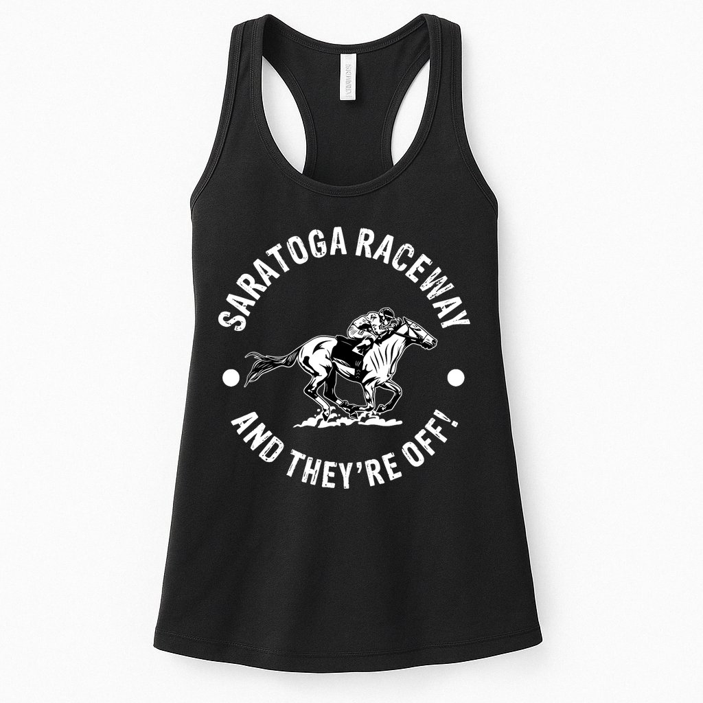 Saratoga Raceway Racetrack Horse Racing Equestrian NY Derby Womens Tank Top