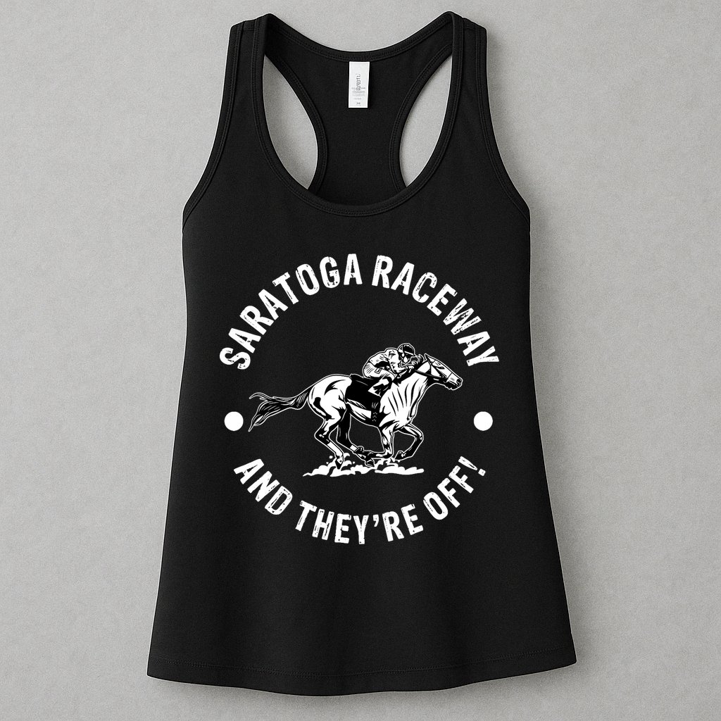 Saratoga Raceway Racetrack Horse Racing Equestrian NY Derby Womens Tank Top