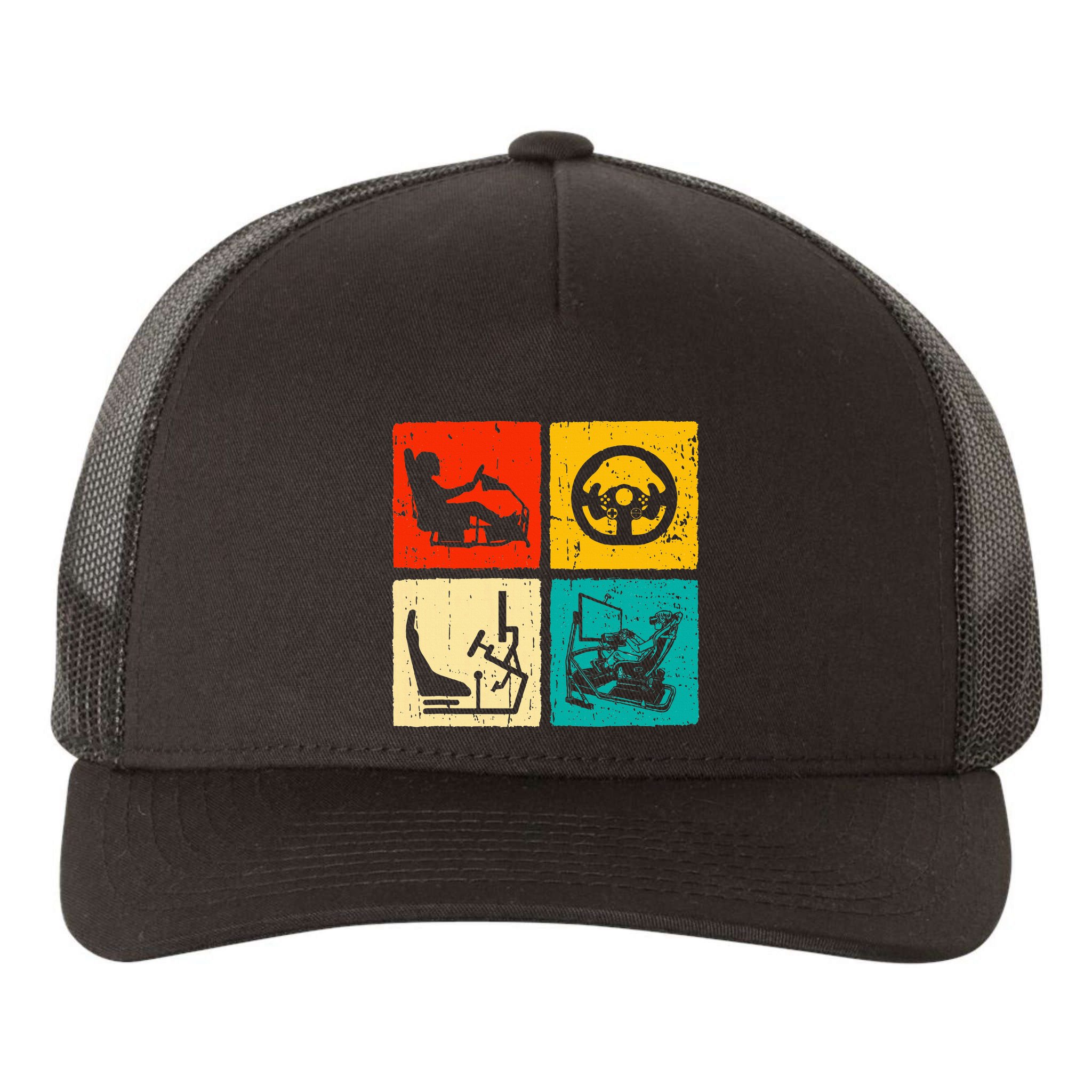 Sim Racing Retro Vintage Simulator Cockpit Racer Experience Yupoong Adult 5-Panel Trucker Hat