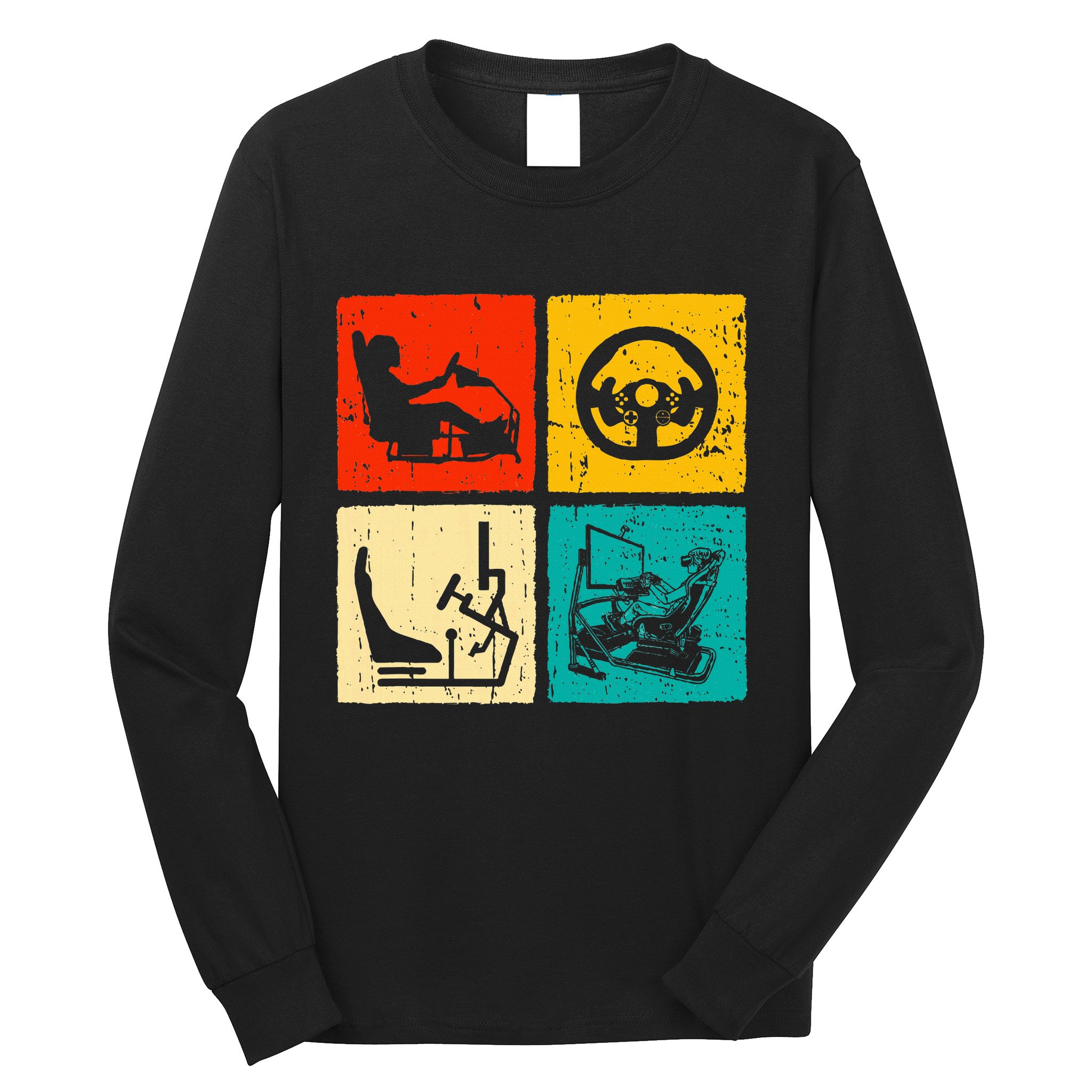 Sim Racing Retro Vintage Simulator Cockpit Racer Experience Long Sleeve Shirt