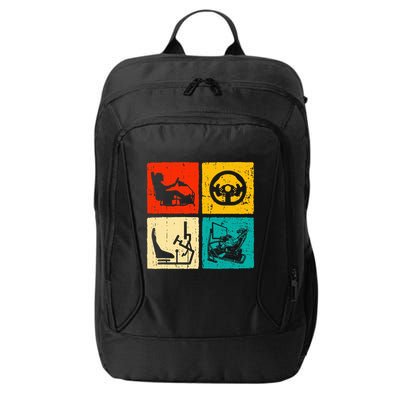 Sim Racing Retro Vintage Simulator Cockpit Racer Experience City Backpack