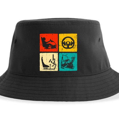 Sim Racing Retro Vintage Simulator Cockpit Racer Experience Sustainable Bucket Hat