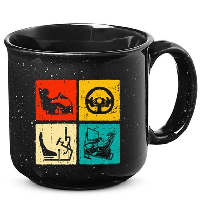 Sim Racing Retro Vintage Simulator Cockpit Racer Experience 15oz Campfire Ceramic Mug