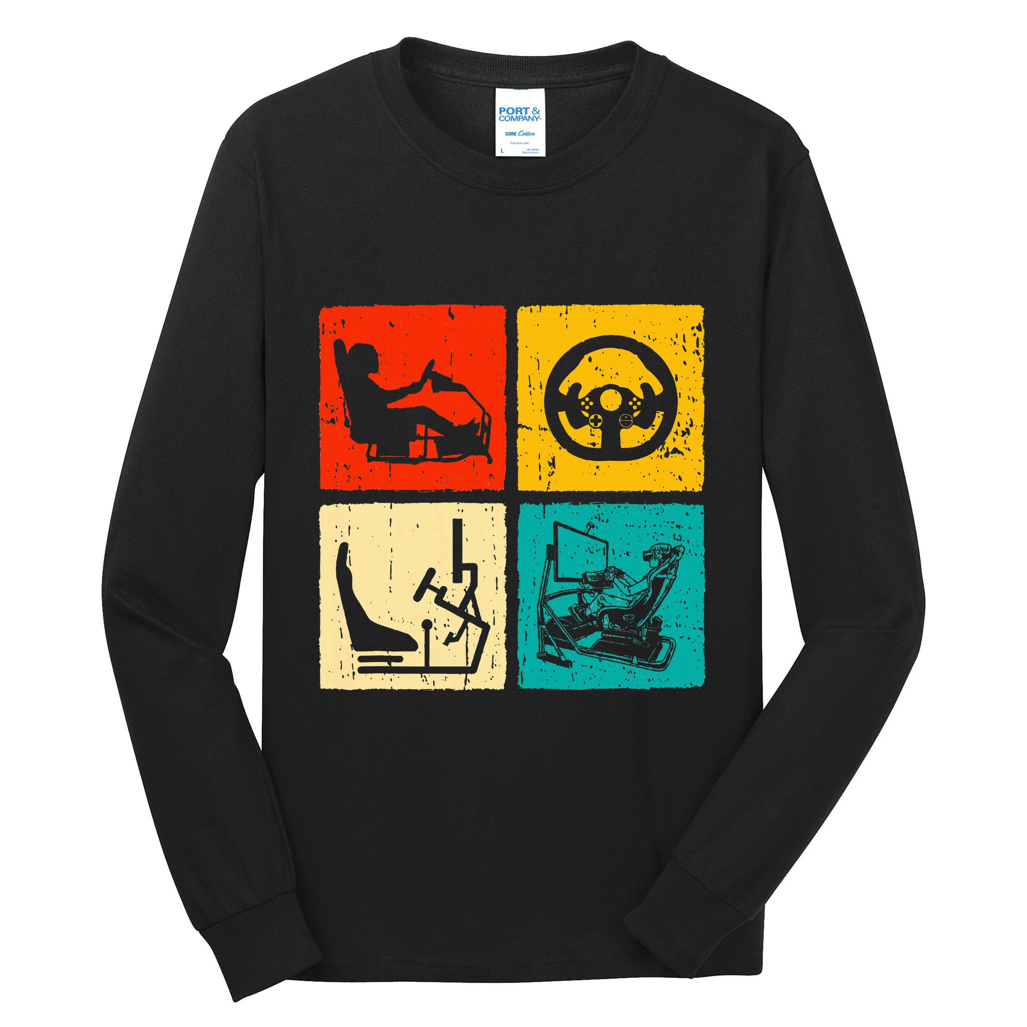 Sim Racing Retro Vintage Simulator Cockpit Racer Experience Tall Long Sleeve T-Shirt