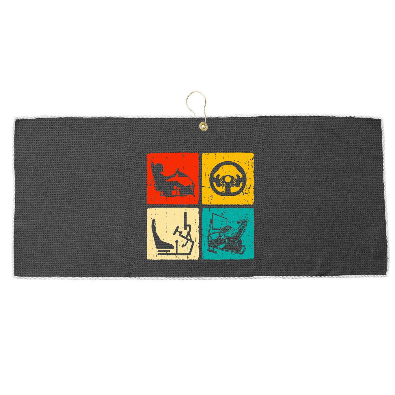 Sim Racing Retro Vintage Simulator Cockpit Racer Experience Large Microfiber Waffle Golf Towel