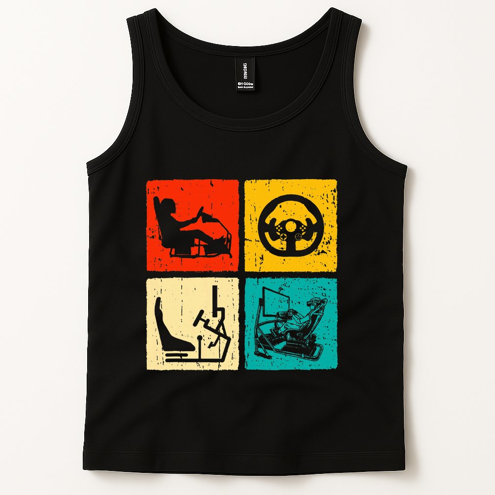 Sim Racing Retro Vintage Simulator Cockpit Racer Experience Tank Top