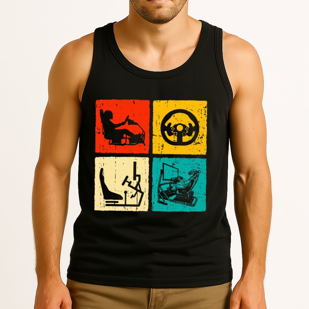 Sim Racing Retro Vintage Simulator Cockpit Racer Experience Tank Top