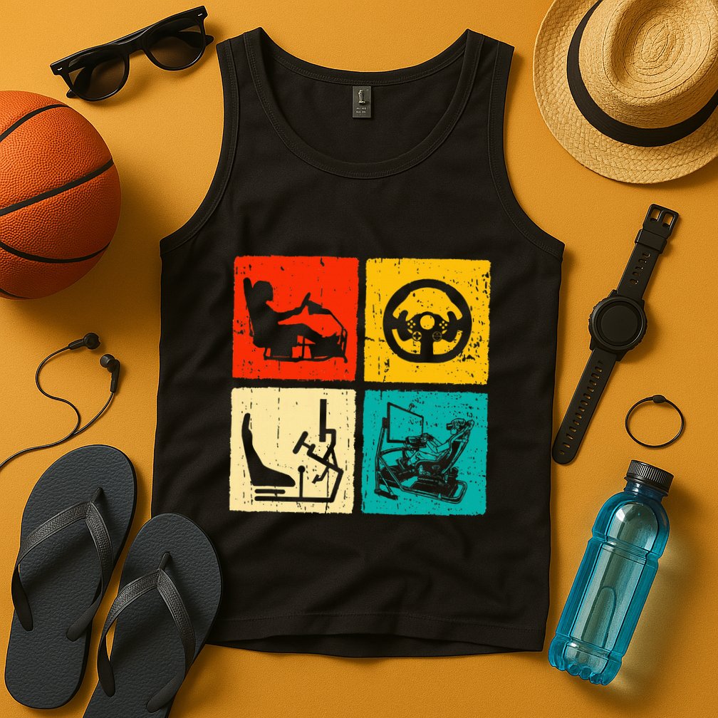 Sim Racing Retro Vintage Simulator Cockpit Racer Experience Tank Top