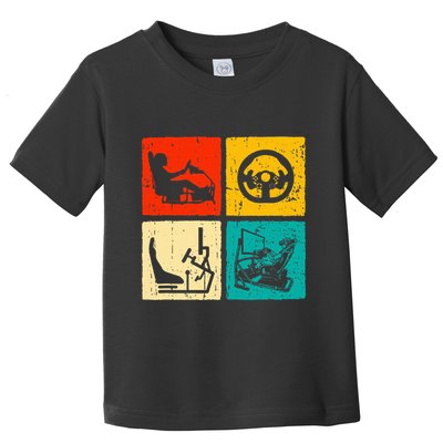 Sim Racing Retro Vintage Simulator Cockpit Racer Experience Toddler T-Shirt