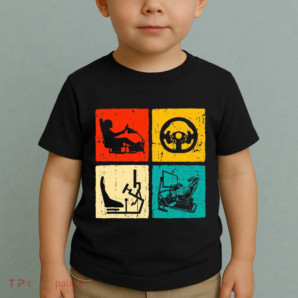 Sim Racing Retro Vintage Simulator Cockpit Racer Experience Toddler T-Shirt