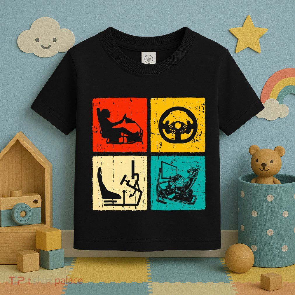 Sim Racing Retro Vintage Simulator Cockpit Racer Experience Toddler T-Shirt