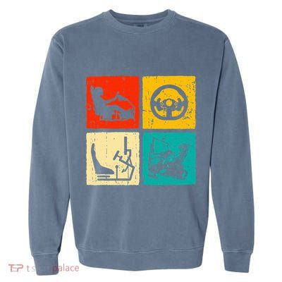 Sim Racing Retro Vintage Simulator Cockpit Racer Experience Garment-Dyed Sweatshirt
