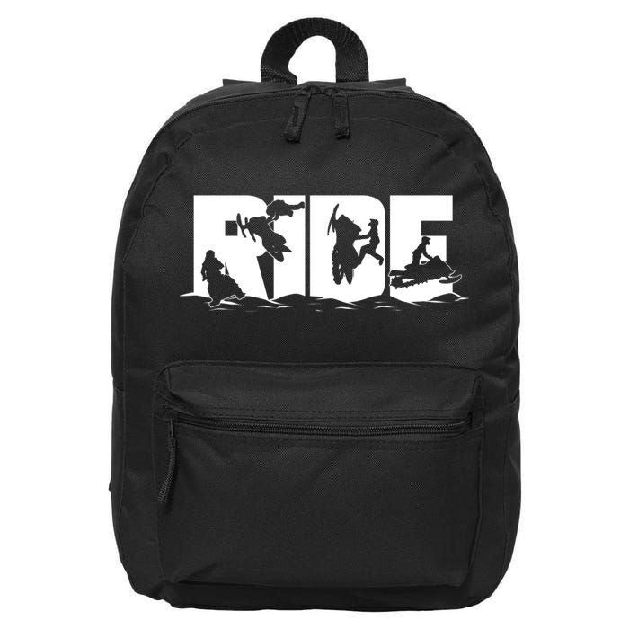 Snowmobile Ride Snowmobiling Winter Sport Gift 16 in Basic Backpack