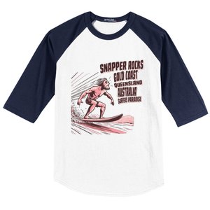 Snapper Rocks Surf Spot Australia Baseball Sleeve Shirt