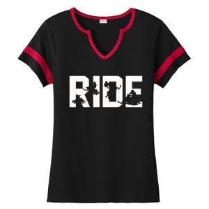 Snowmobile Ride Snowmobiling Winter Sport Gift Ladies Halftime Notch Neck Tee