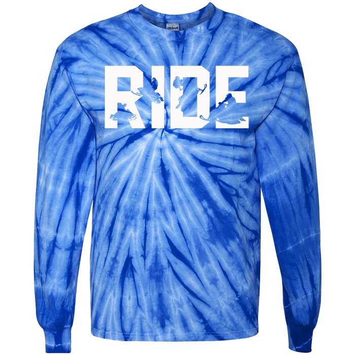 Snowmobile Ride Snowmobiling Winter Sport Gift Tie-Dye Long Sleeve Shirt