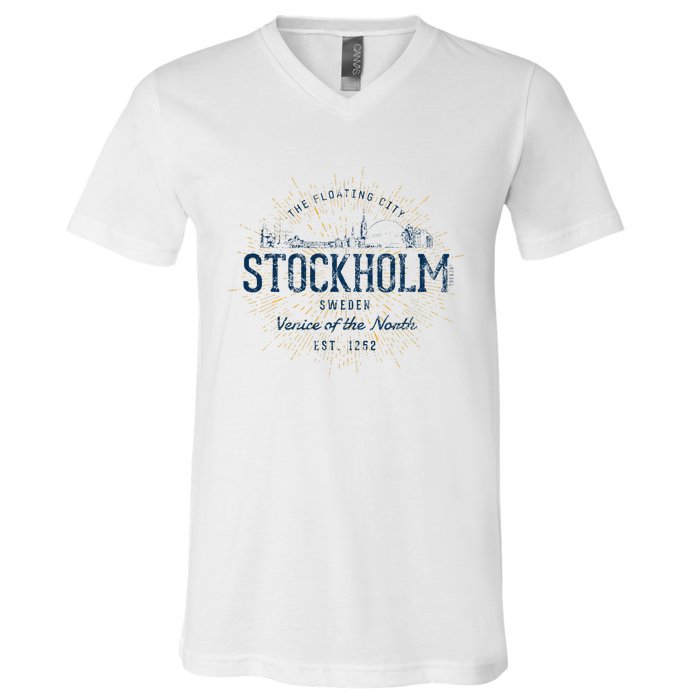 Sweden Retro Style Vintage Stockholm V-Neck T-Shirt