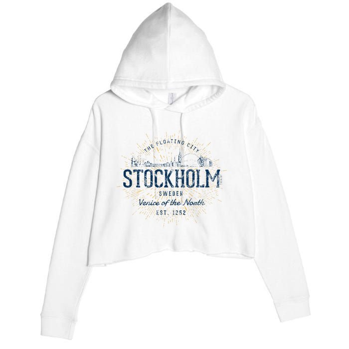 Sweden Retro Style Vintage Stockholm Crop Fleece Hoodie