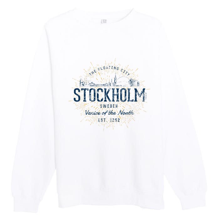 Sweden Retro Style Vintage Stockholm Premium Crewneck Sweatshirt