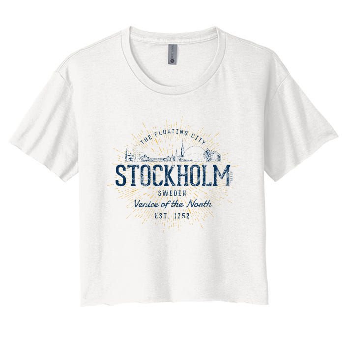 Sweden Retro Style Vintage Stockholm Women's Crop Top Tee