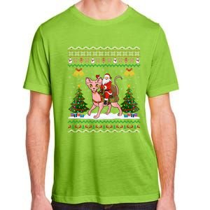 Santa Riding Sphynx Cat Christmas Ugly Sphynx Cat Xmas Gift Adult ChromaSoft Performance T-Shirt